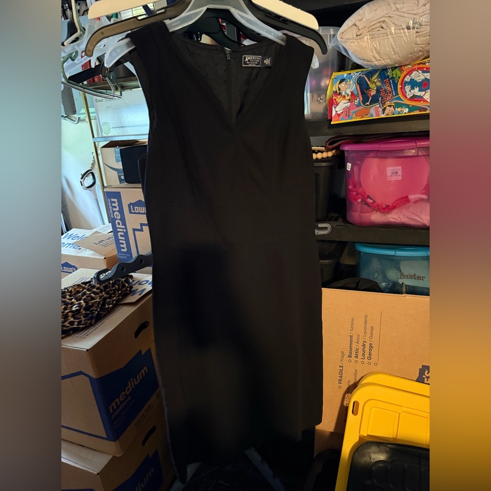 American Living Black V-Neck Sheath Mini Dress